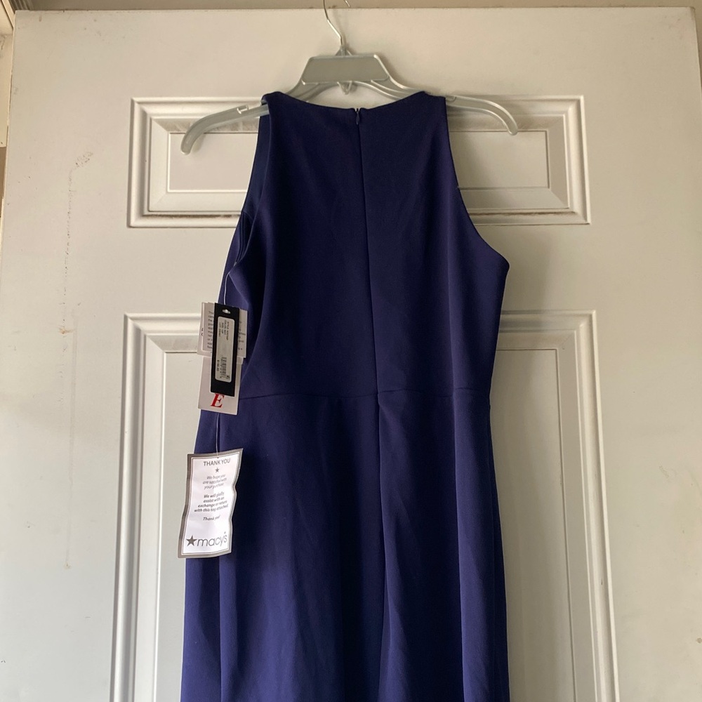 Betsy & Adam Deep Blue Backless Dress